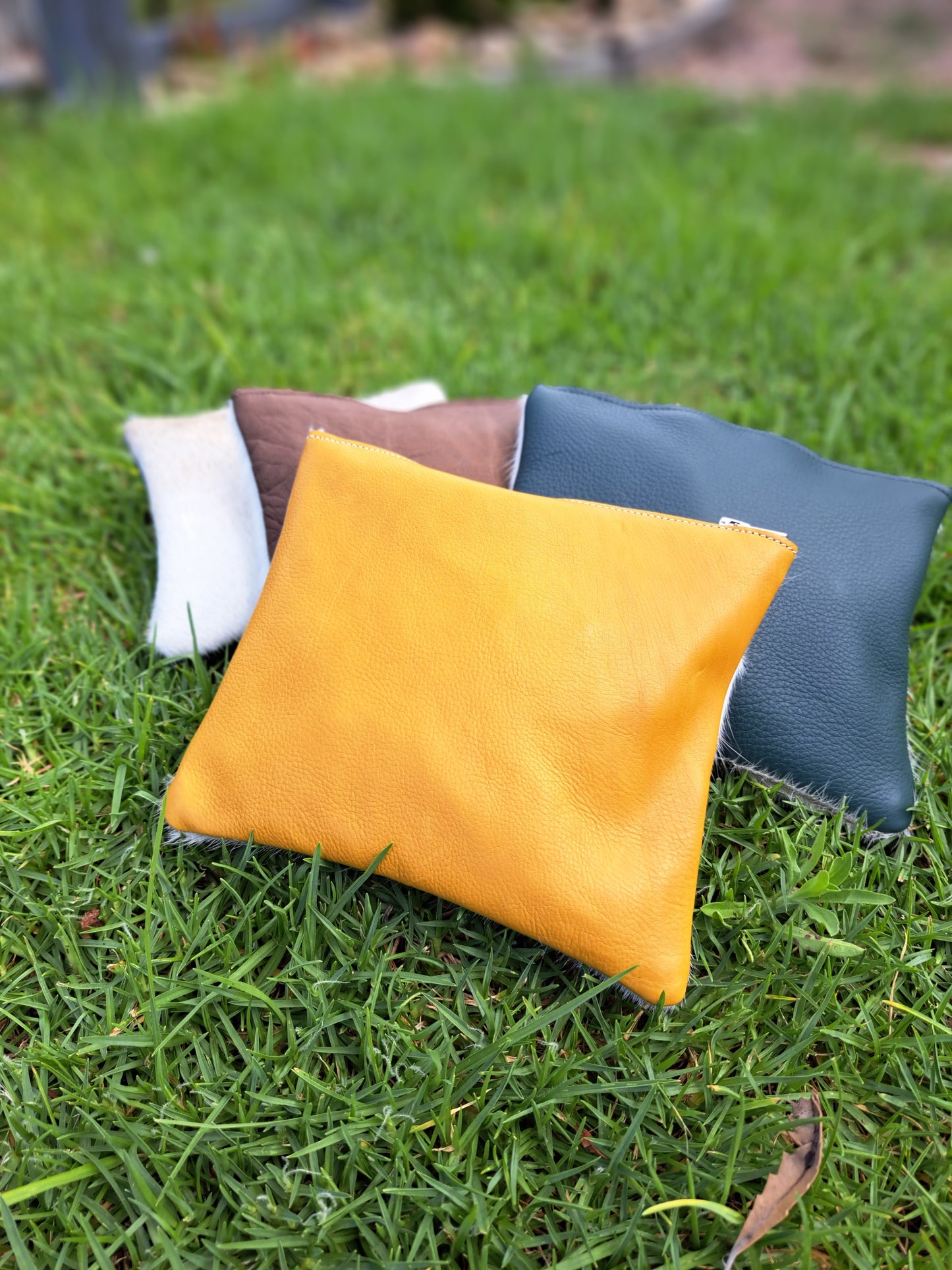 Zip Clutch - Cowhide and Leather