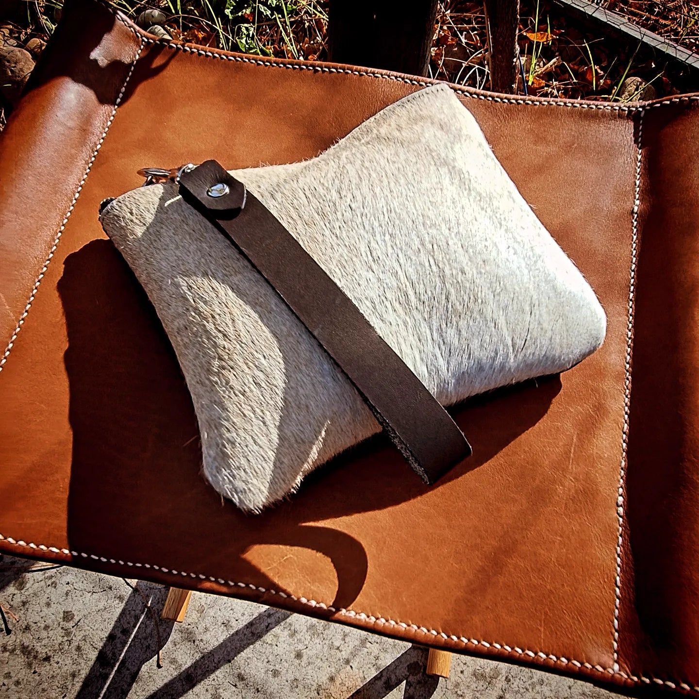Zip Clutch - Cowhide and Leather