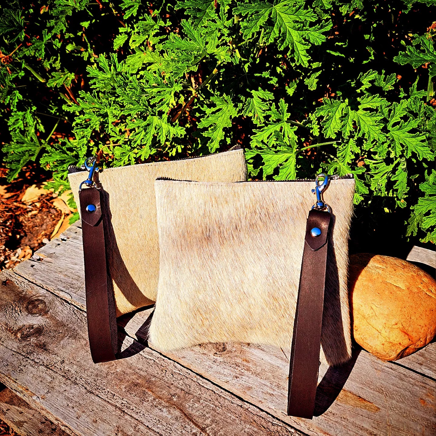 Zip Clutch - Cowhide and Leather