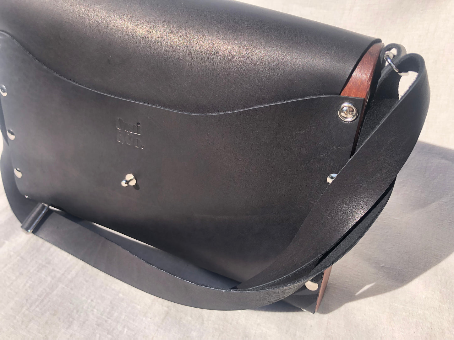 Leather and Repurposed Timber bag