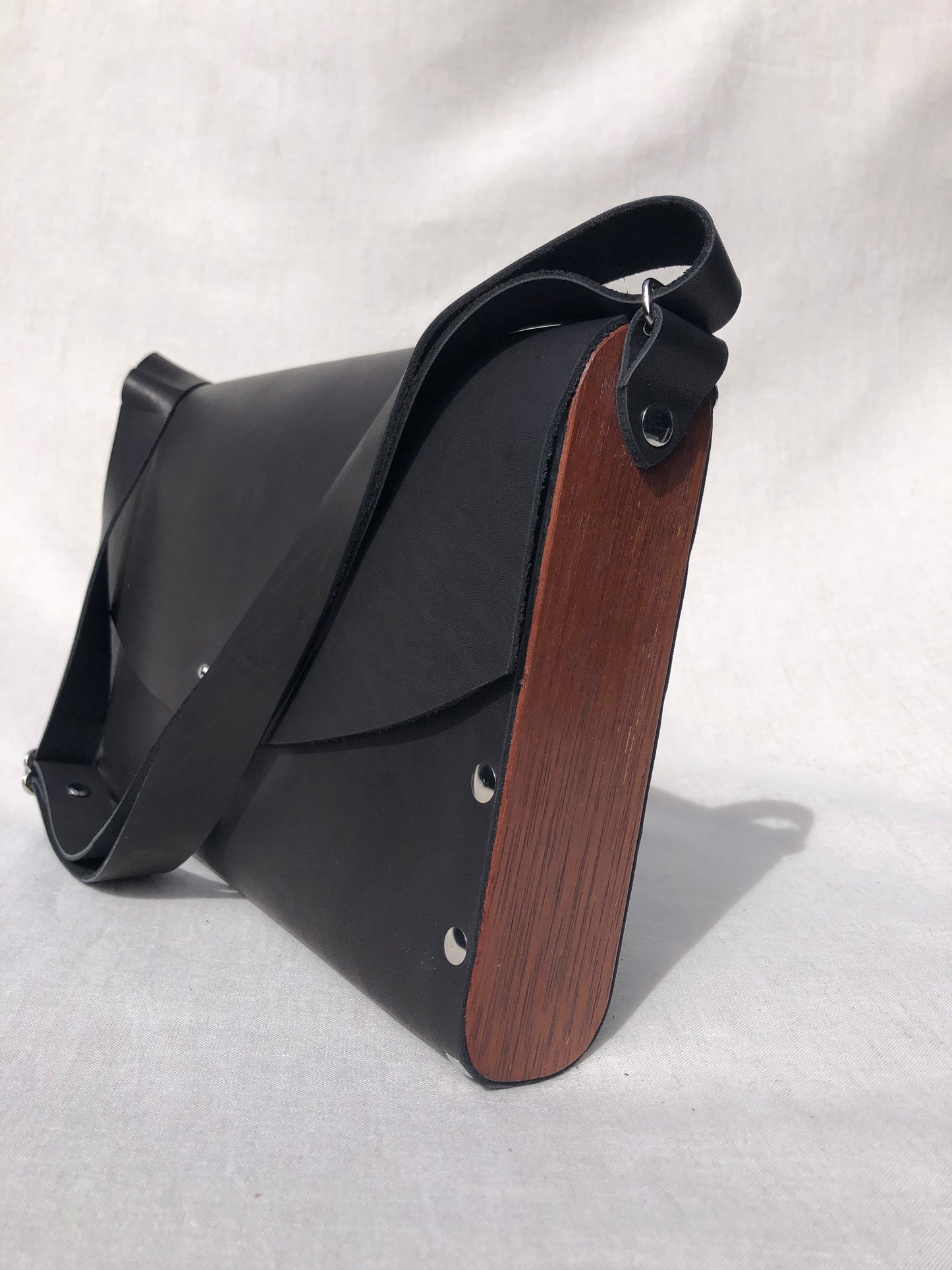 Leather and Repurposed Timber bag